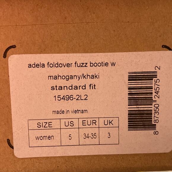 New in Box Crocs Adela Fold-over Fuzz Booties In MAHOGANY Sz 5 - Picture 6 of 8